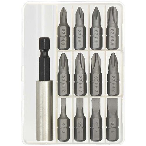 PK TOOLS 13pc 1/4” HEX SCREWDRIVER BITS SET with DRILL ADAPTOR