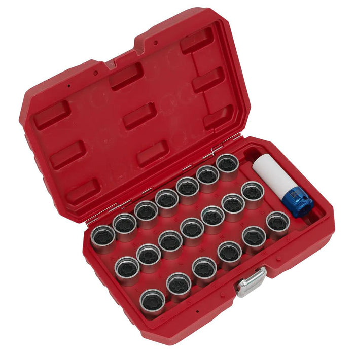 PK TOOLS 21pc Special Locking Wheel Nut Key Socket Set Audi Pattern Key+Adapter