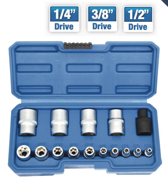 PK TOOLS 15PC Torx Plus Socket Set 1/2Dr E6-E24 Quality +5PT TESLA Sleeve Socket - FISHER DISCOUNT