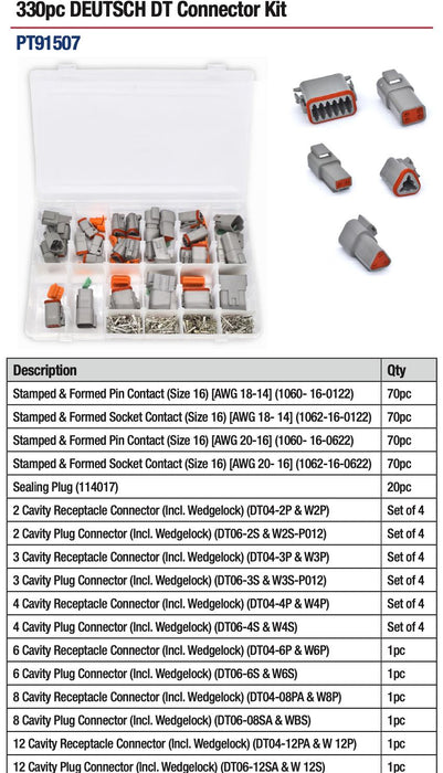 300PCS Deutsch Kit DT Connector Plug Waterproof Auto Marine 2/3/4/6/8/12Pin