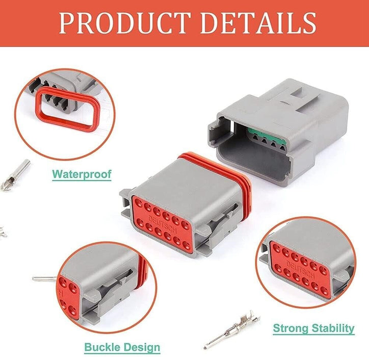 300PCS Deutsch Kit DT Connector Plug Waterproof Auto Marine 2/3/4/6/8/12Pin