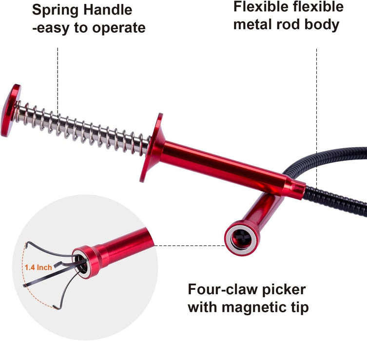 PK TOOLS 68cmL Magnetic Pick Up Tool Flexible 4 Claw Telescoping Grabber