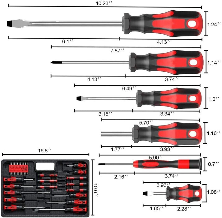 PK TOOLS 42PC Master Screwdriver Set Non-Slip Precision Screw Bits Sockets Kit - FISHER DISCOUNT