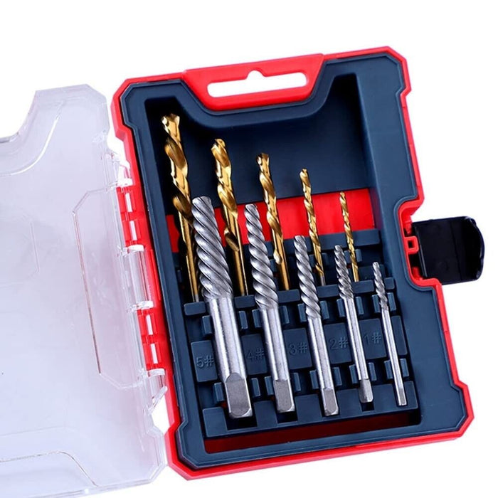 PK TOOLS 10PC Damaged Extractor Easy Out Drill Bit Broken Screw Bolt Remover Kit - FISHER DISCOUNT