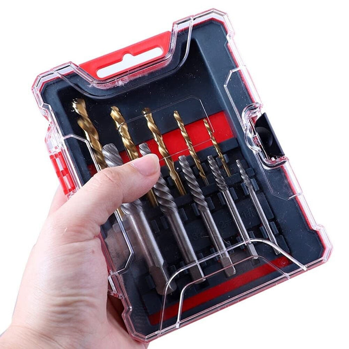 PK TOOLS 10PC Damaged Extractor Easy Out Drill Bit Broken Screw Bolt Remover Kit - FISHER DISCOUNT