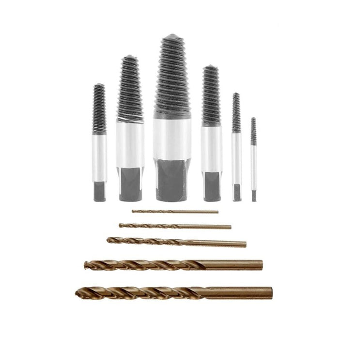 PK TOOLS 10PC Damaged Extractor Easy Out Drill Bit Broken Screw Bolt Remover Kit - FISHER DISCOUNT