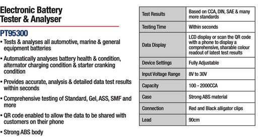 PK TOOLS 12V Car Auto Battery Load Tester Charging System Analyzer 100-2000 CCA - FISHER DISCOUNT