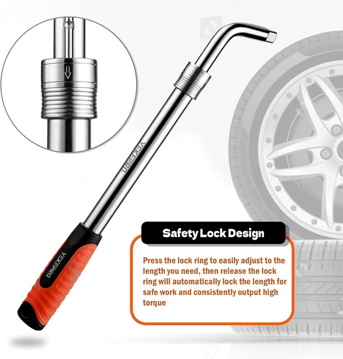 PK TOOLS  Extendable Wheel Brace Set 335-530mm 1/2Dr 17 & 19mm, 21 22mm& 23mm