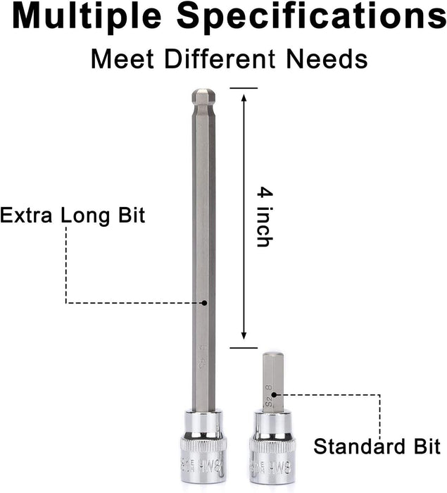 PK TOOLS 1/4 3/8 1/2"Dr Extra Long Torx/Tamper Proof Torx/Hex/Ball End Hex Bit