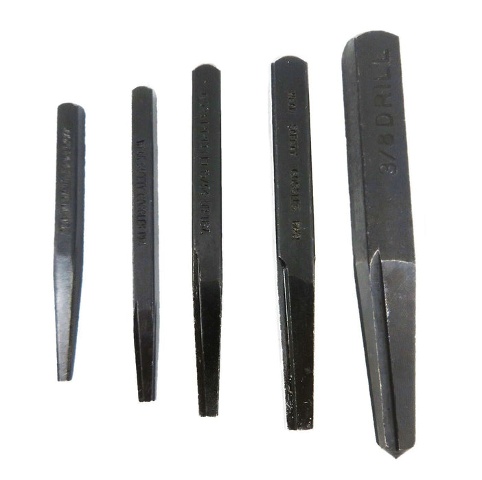 T&E Tools 5 Piece Square Type Screw Extractor Set  Easy Out Made in Taiwan 8950 - FISHER DISCOUNT