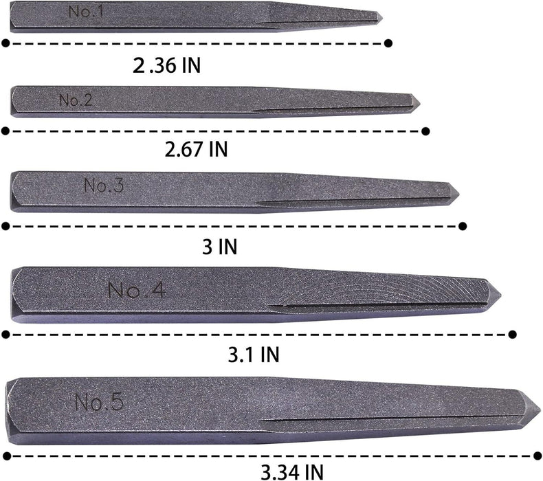 Square Extractor Set T&E Tools 5 Piece Square Type Screw Extractor Set Easy Out Made in ...