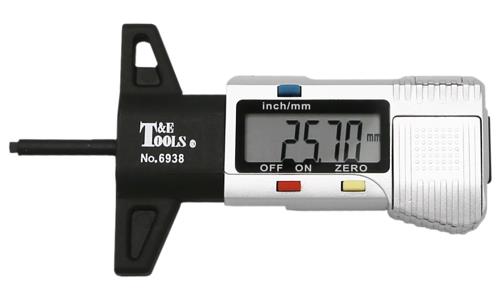 T&E Tools Digital Tyre Tread Depth Gauge 0-25mm/ 0-1" 01mm/.0005" 6938