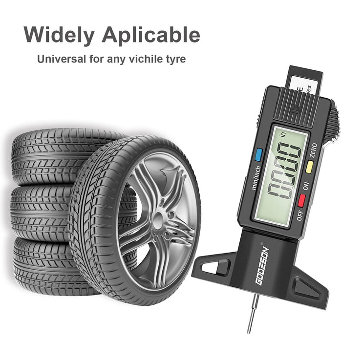 T&E Tools Digital Tyre Tread Depth Gauge 0-25mm/ 0-1" 01mm/.0005" 6938