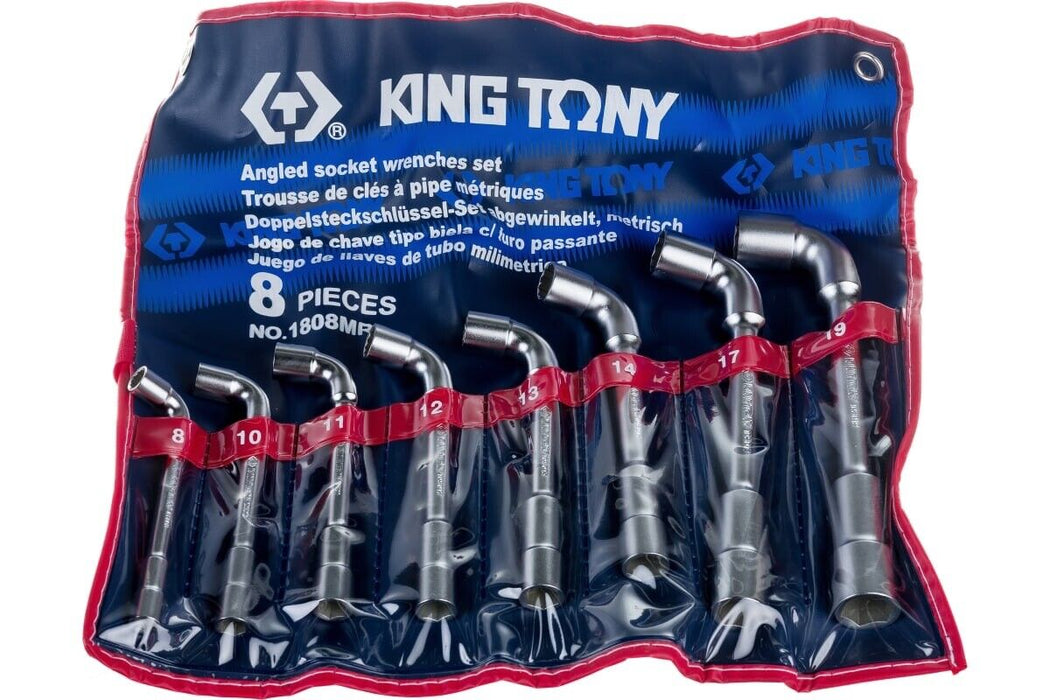 KING TONY 8pc L-Type Angled Recess Through Hole Tubular Socket Wrench Set:8-19mm