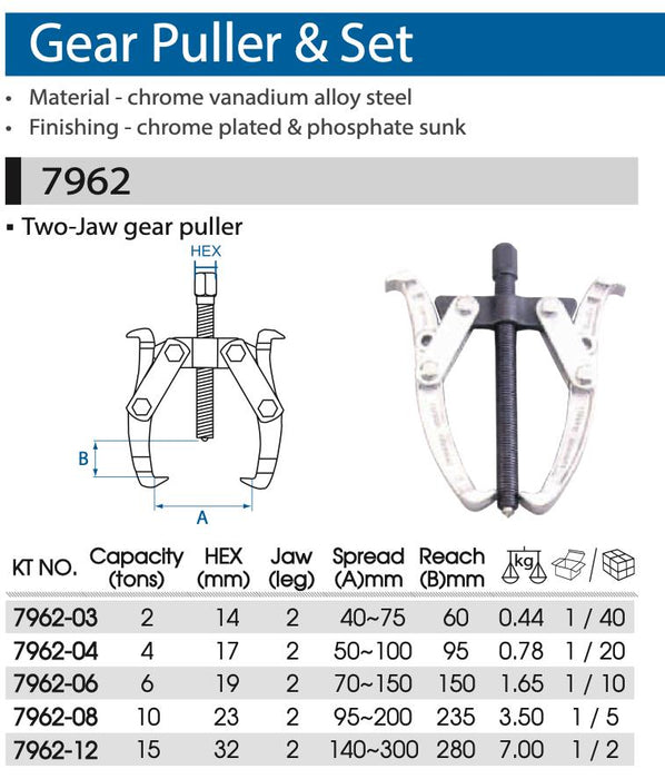 KING TONY Bearing Gear Hub Puller Tool Drop Forged Reversible Jaws Separator