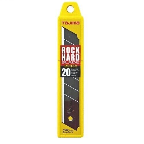 Tajima 20PC 25mm Rock Hard Box Cutter Snap Off Utility Knife Blade Pack LCB65-20 - FISHER DISCOUNT