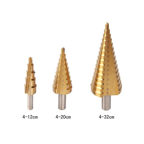 PRO Professional 3Pc Hss Step Cone Drill Bit Set Titanium Metric Impact Ready