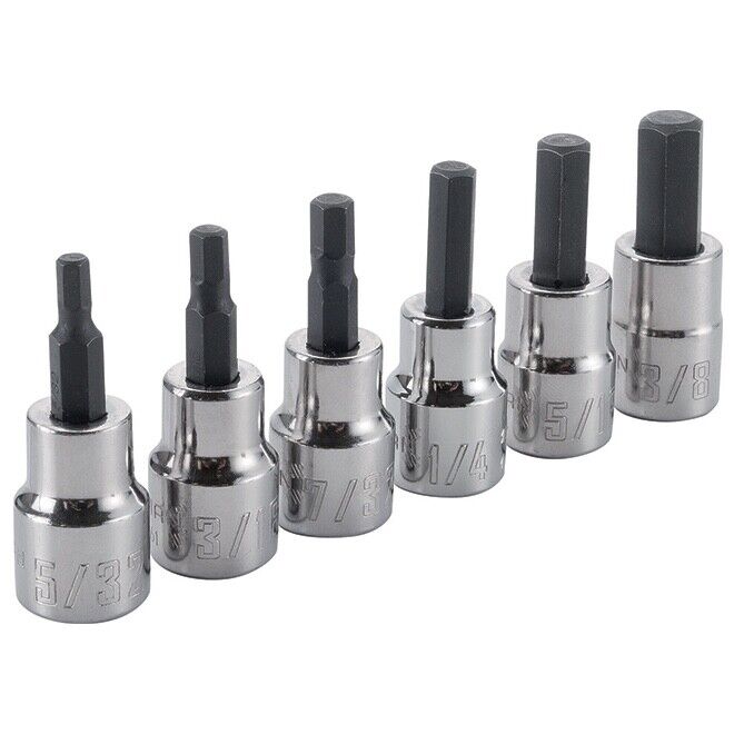 T&E Tools Metric In-Hex 1/4"Drive Sockets 6Pt set Made in Taiwan 3-8mm 92102