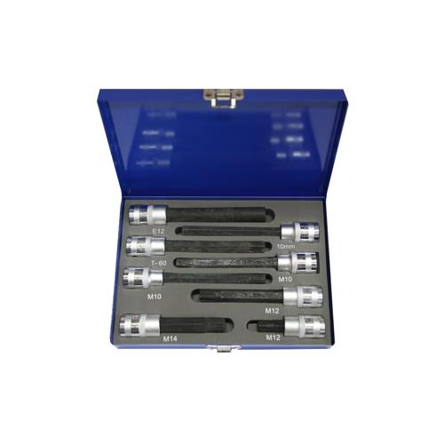 T&E Tools 8PCS In-Hex Ribe Spline Torx-r Ribe Socket Set Made in Taiwan TX036