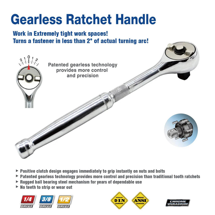 T&E Tools  1/4"Dr. Push-Through Style Gearless Infinity Ratchet SRC0100