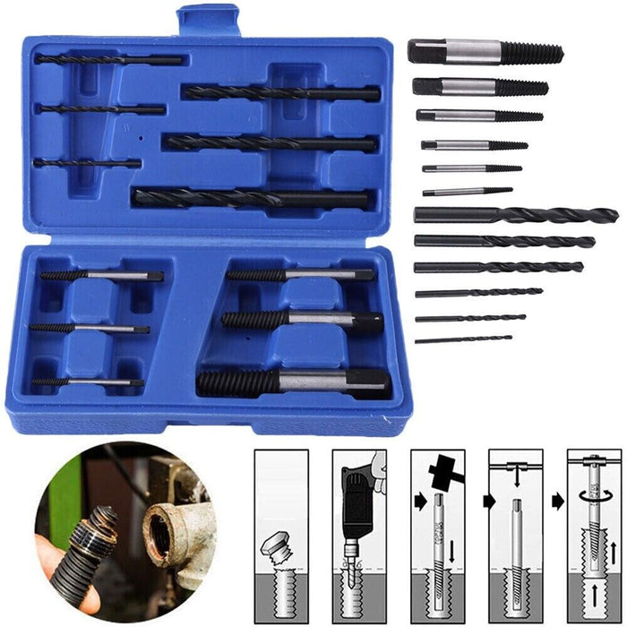 12pcs Damaged Screw Extractor Drill Bit Set Easy Out Broken Screw Bolt Remover