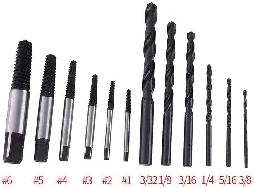 12pcs Damaged Screw Extractor Drill Bit Set Easy Out Broken Screw Bolt Remover