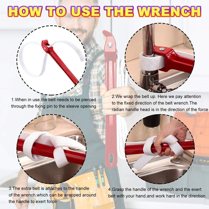 T&E Tools Anti-sliding Strap Wrench for filter removal 300mm Made Taiwan J5103