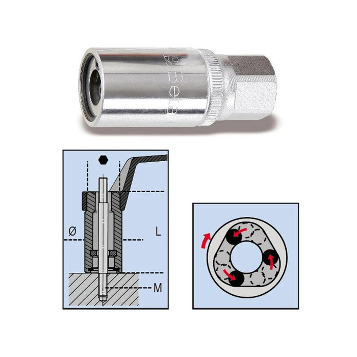 T&E Tools 7mm Roller Cam Stud Extractor x 1/2"Dr Made in Taiwan 5037 - FISHER DISCOUNT