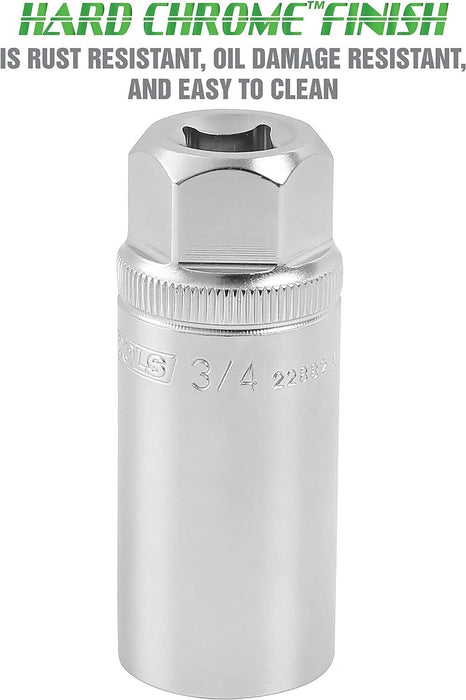 T&E Tools Thin wall Spark Plug Socket (3/4" 6 PT) Made in Taiwan 13624 - FISHER DISCOUNT