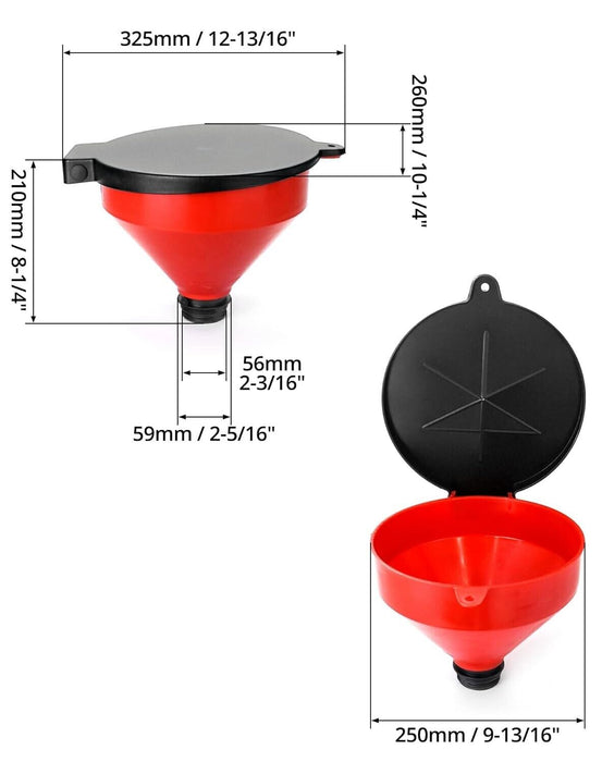 PK TOOLS 250mm Oil Drum Funnel Grill Screen Lockable Lid Spill-Free w/ Hang Hole