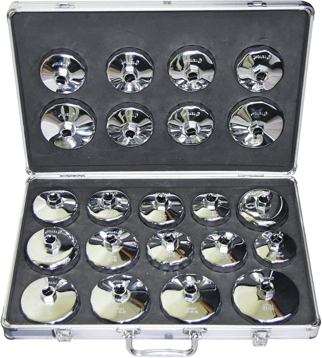 PK Tool 22 Pcs 1/2"Dr Oil Filter Removal Kit Cup Style Kit Chrome Finish 37size