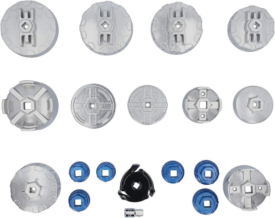 PK Tool 18 Pcs HD Cup Style 1/2" & 3/8" Oil Filter Cartridge Nut Removal Kit