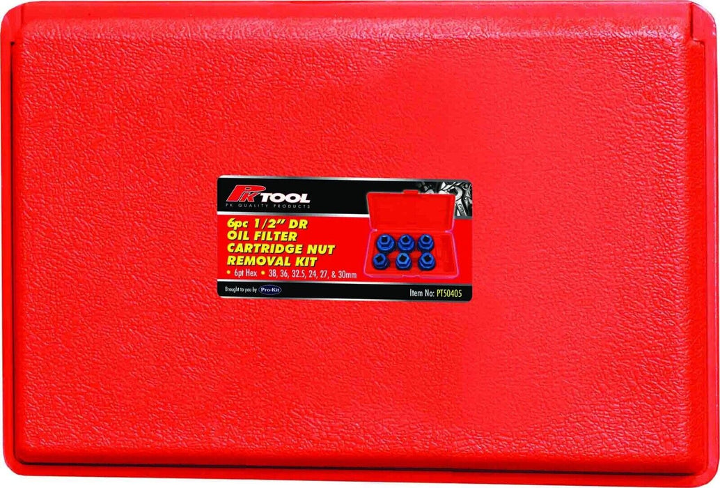 PK Tool 6 Pcs Heavy Duty 1/2 Inch Oil Filter Cartridge Nut Removal Kit 24-38mm