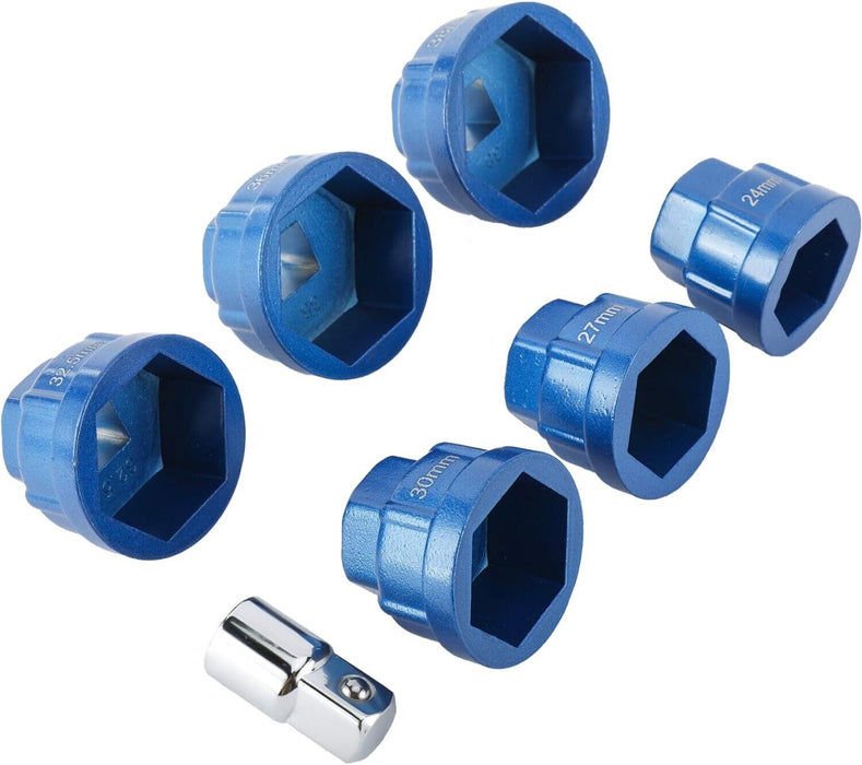 PK Tool 6 Pcs Heavy Duty 1/2 Inch Oil Filter Cartridge Nut Removal Kit 24-38mm