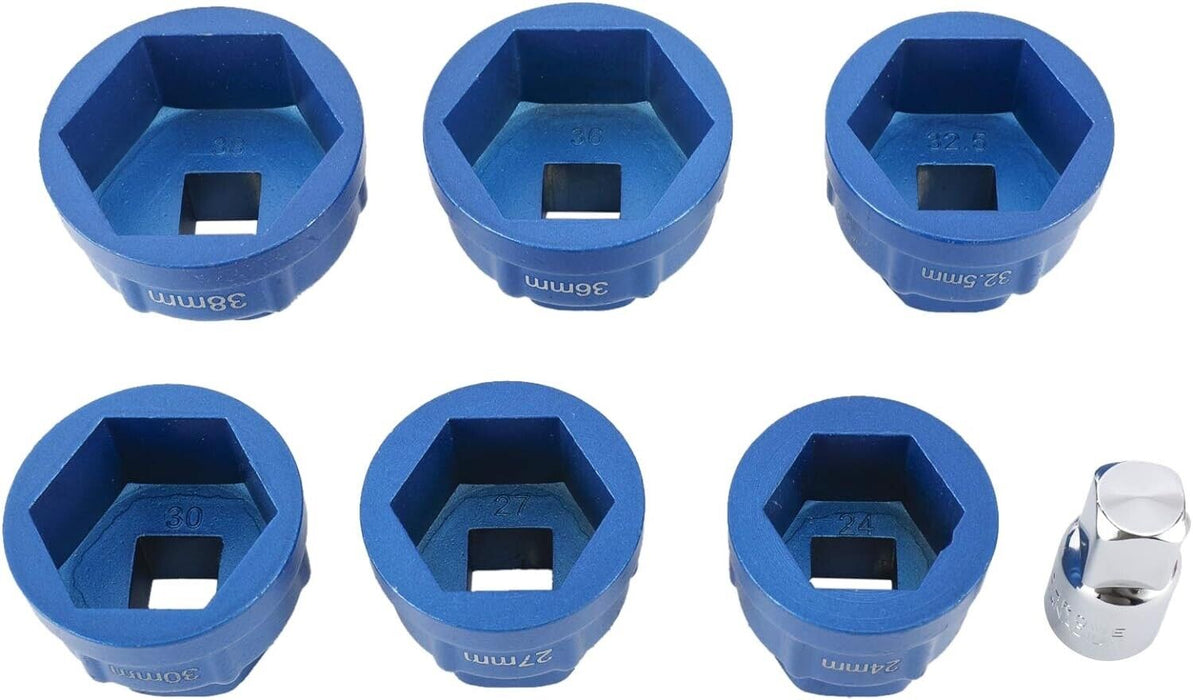 PK Tool 6 Pcs Heavy Duty 1/2 Inch Oil Filter Cartridge Nut Removal Kit 24-38mm