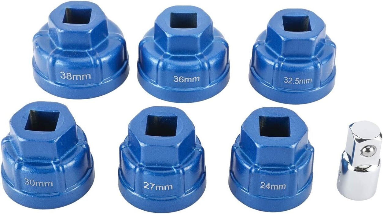 PK Tool 6 Pcs Heavy Duty 1/2 Inch Oil Filter Cartridge Nut Removal Kit 24-38mm