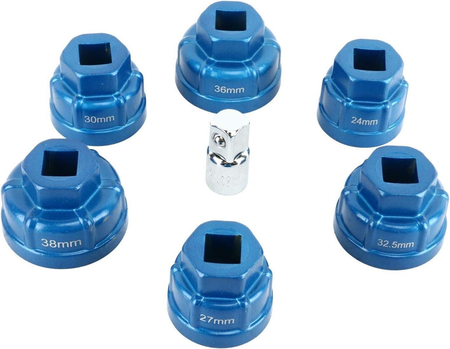 PK Tool 6 Pcs Heavy Duty 1/2 Inch Oil Filter Cartridge Nut Removal Kit 24-38mm