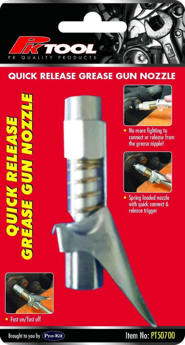 PK Tool Grease Gun Coupler Nozzle - Quick Release Lock-On Fast On/Off