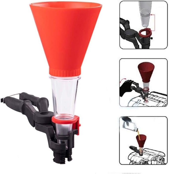 PK Tool 2 Pcs Universal Oil Funnel with Filler Inlet Clamp - 255 x 125mm Funnel