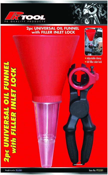PK Tool 2 Pcs Universal Oil Funnel with Filler Inlet Clamp - 255 x 125mm Funnel
