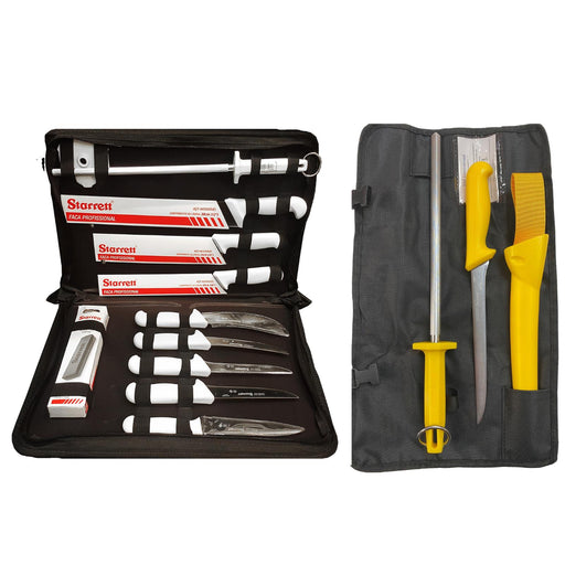 Starrett Professional Combo Filleting Butcher Knife Set 13pcs + Case and Pouch - FISHER DISCOUNT