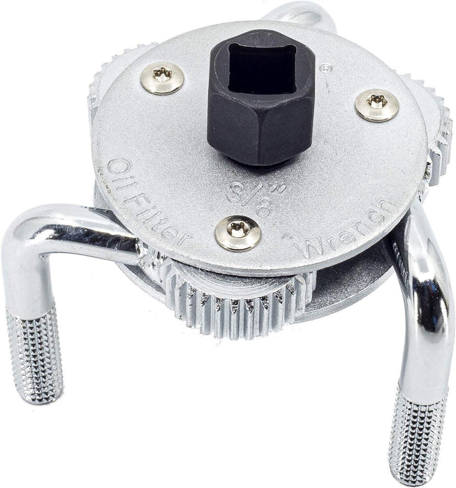 PK Tool Adjustable 3 Claw Oil Filter Wrench -Fits Filters 45 - 85mm with Adaptor