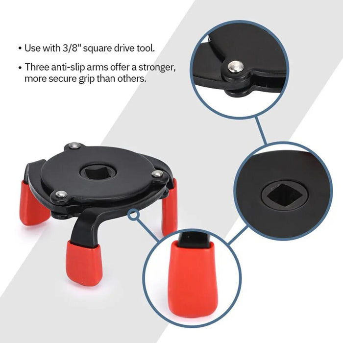 3 Jaw Oil Filter Wrench 58-100mm Range Auto-Adjust Removal Repair Tool