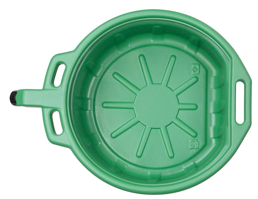 PK TOOL 15L Oil / Fluid Drain Pan Tray Recycle Container Pouring Spout & Handle