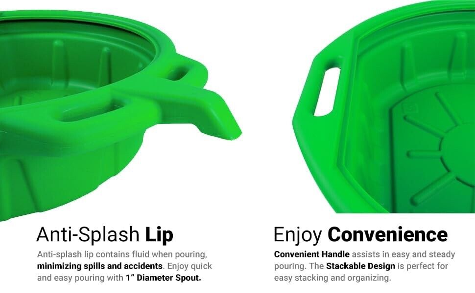 PK TOOL 15L Oil / Fluid Drain Pan Tray Recycle Container Pouring Spout & Handle
