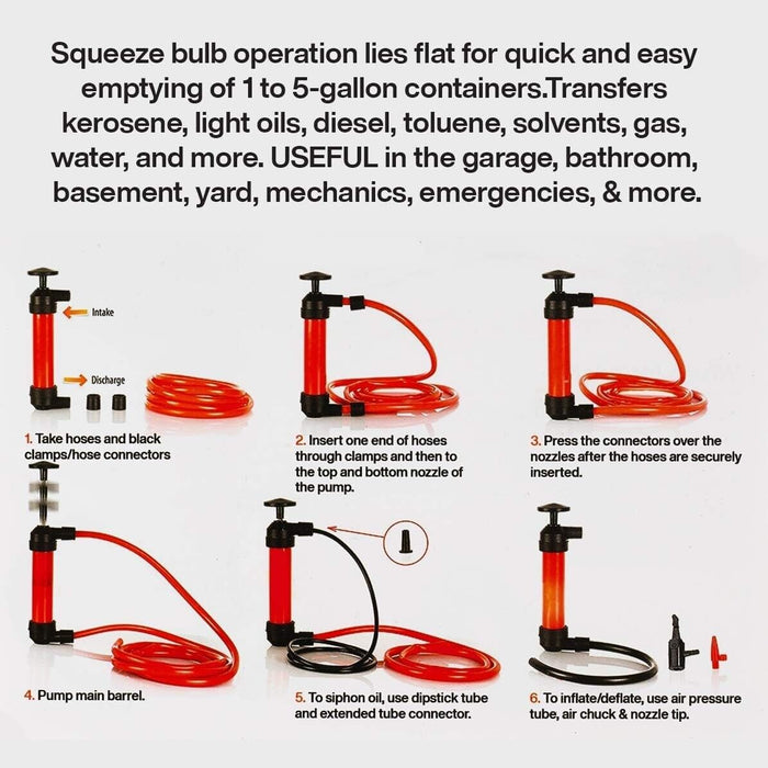 PK TOOL Multi- Siphon Transfer Pump Kit, with Tube | Fluid Fuel SuctioN2