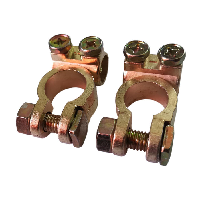 2 Pcs of Charge Battery Terminal Set - Fits Small Sized Posts Brass Saddle Type