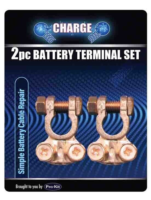 2 Pcs of Charge Battery Terminal Set - Fits Small Sized Posts Brass Saddle Type