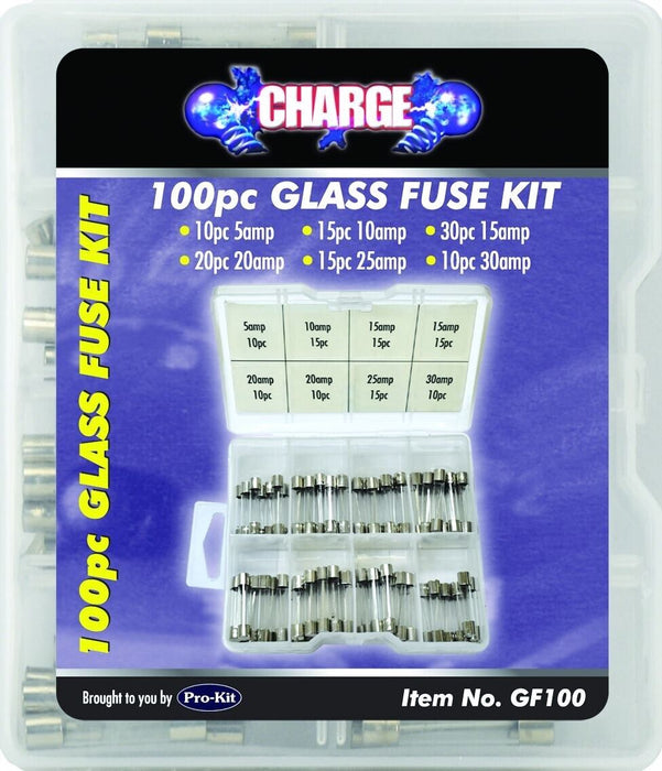 100 Pcs of Charge Mixed Glass Fuse - with Multiple Amperage Glass Fuse