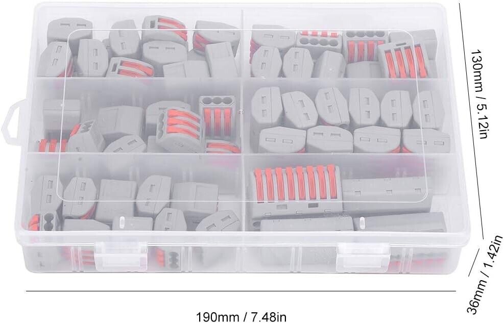 PK TOOL 65pc Terminal Block Lever Home Wire Connector Cable Clamp Nuts Reusable